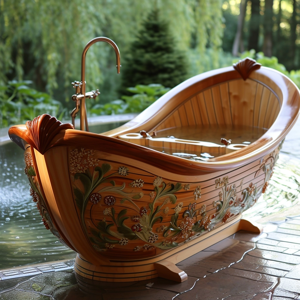 Wooden Elegance Elevate Your Bathing Experience with a Fancy Wooden Bathtub (33)