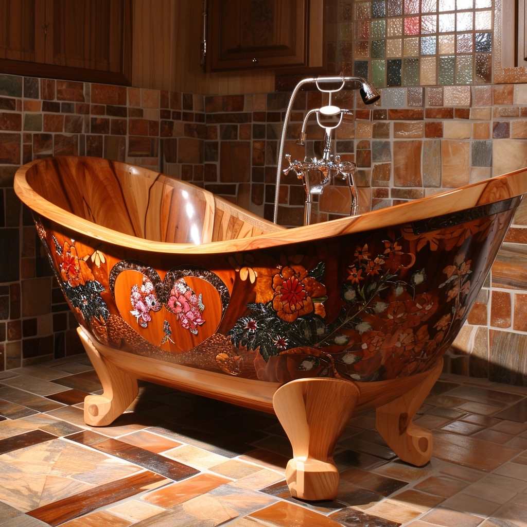 Wooden Elegance Elevate Your Bathing Experience with a Fancy Wooden Bathtub (4)