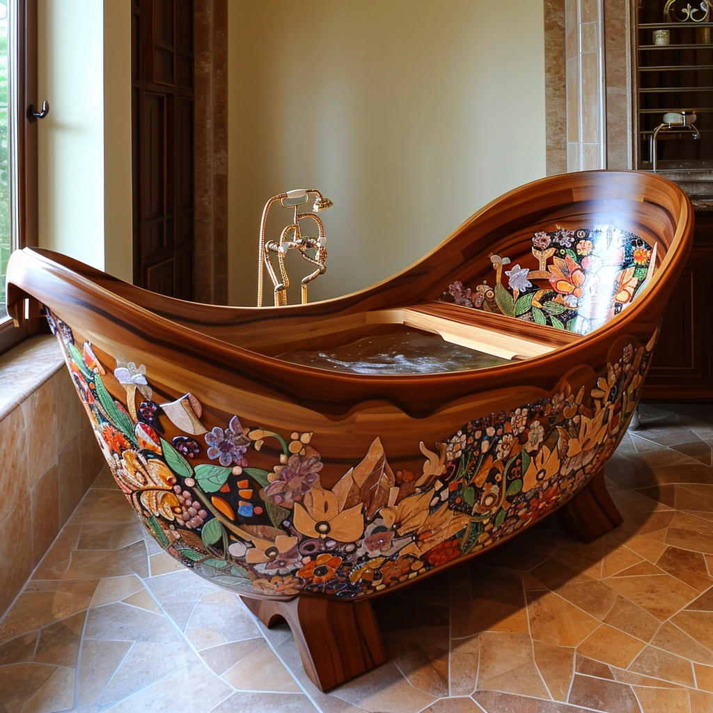 Wooden Elegance Elevate Your Bathing Experience with a Fancy Wooden Bathtub (8)