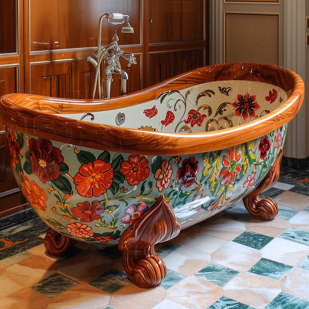 Wooden Elegance Elevate Your Bathing Experience with a Fancy Wooden Bathtub (9)